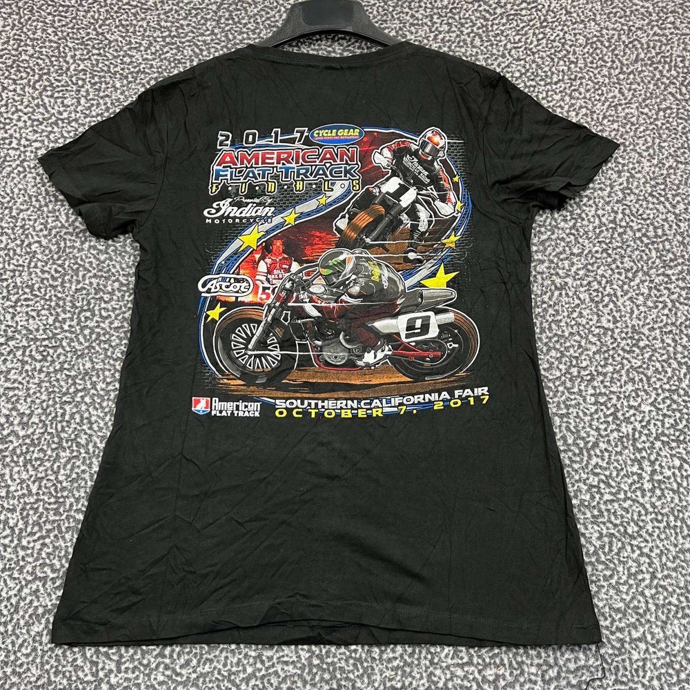 Vintage American Flat Track Racing Shirt Women 2XL Black‎ Sel Deadstock New